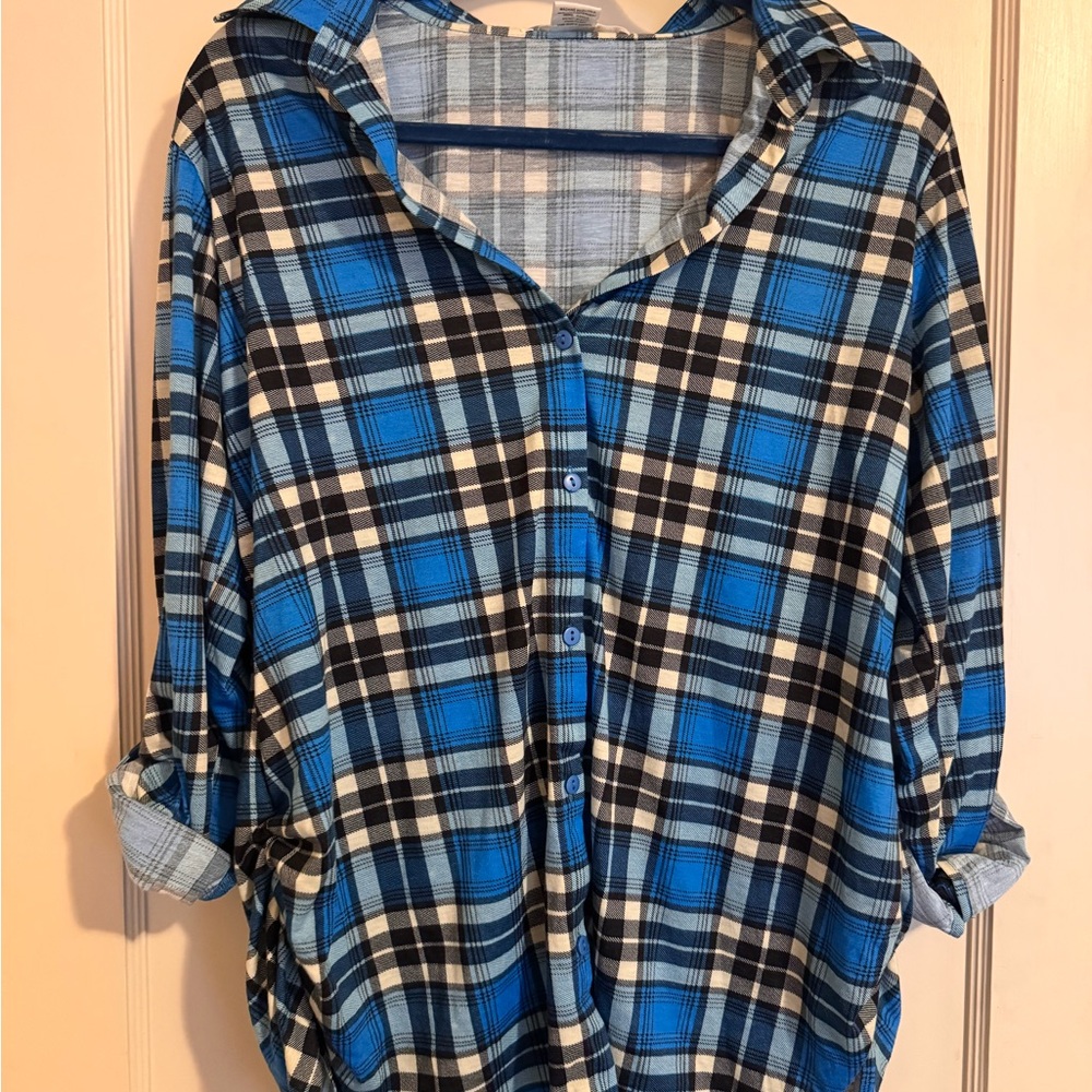 Eden & Olivia Blue Checkered Top